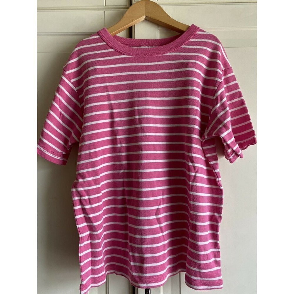 140 Hanna Andersson Pink Stripe Organic Cotton Pajama Top Sz 10